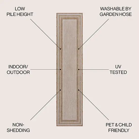 8' Beige And Cream Indoor Outdoor Runner Rug Photo 9