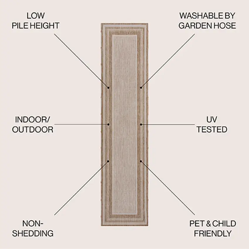 8' Beige And Cream Indoor Outdoor Runner Rug Photo 9