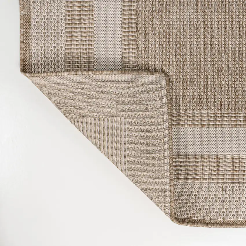 8' Beige And Cream Indoor Outdoor Runner Rug Photo 8