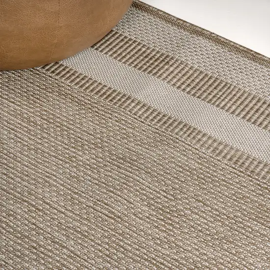 8' Beige And Cream Indoor Outdoor Runner Rug Photo 6