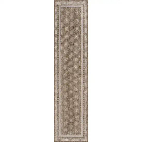 8' Beige And Cream Indoor Outdoor Runner Rug Photo 2