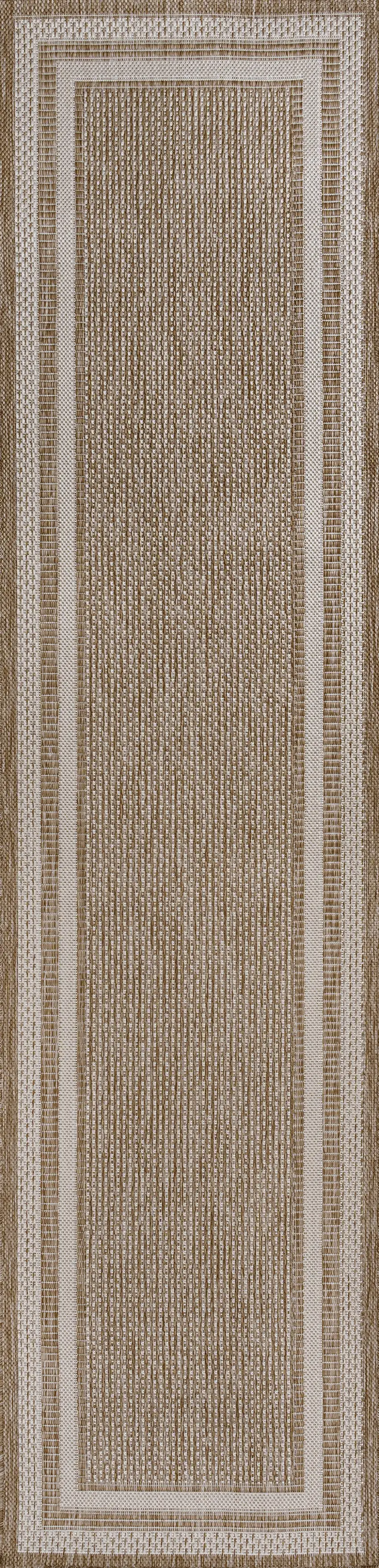 8' Beige And Cream Indoor Outdoor Runner Rug Photo 2