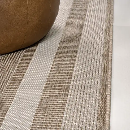 8' Beige And Cream Indoor Outdoor Runner Rug Photo 6