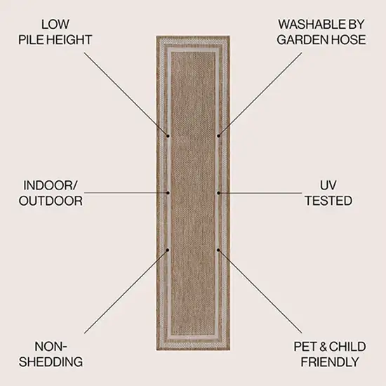 8' Beige And Cream Indoor Outdoor Runner Rug Photo 7