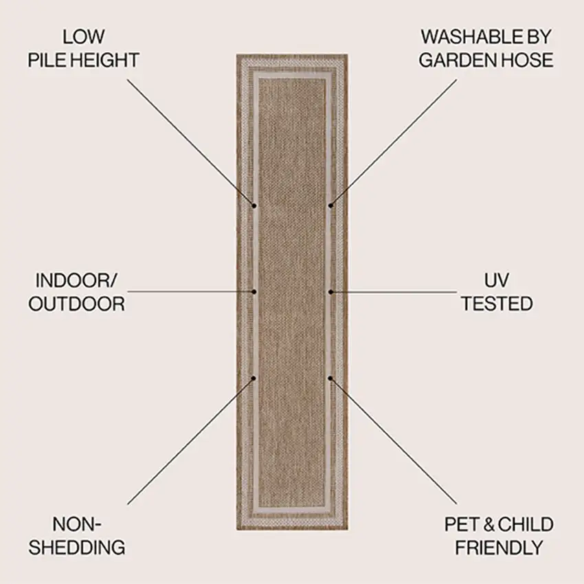 8' Beige And Cream Indoor Outdoor Runner Rug Photo 7