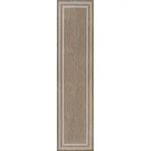 Photo of 8' Beige And Cream Indoor Outdoor Runner Rug