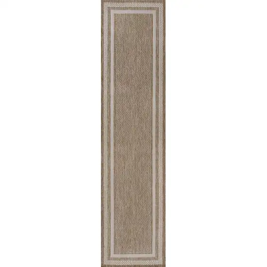 8' Beige And Cream Indoor Outdoor Runner Rug Photo 1