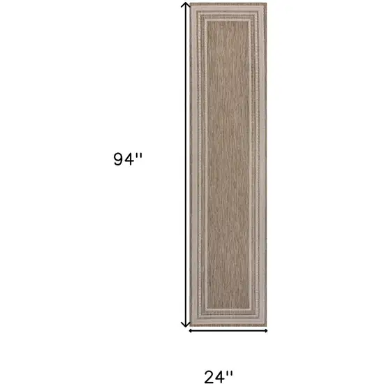 8' Beige And Cream Indoor Outdoor Runner Rug Photo 9