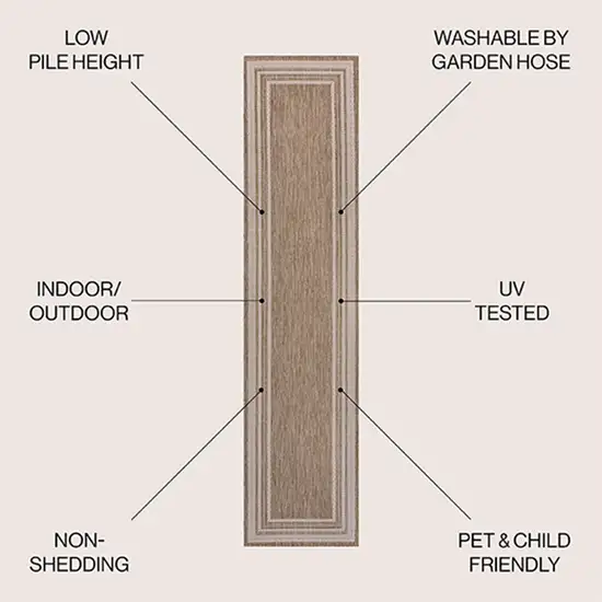 8' Beige And Cream Indoor Outdoor Runner Rug Photo 7