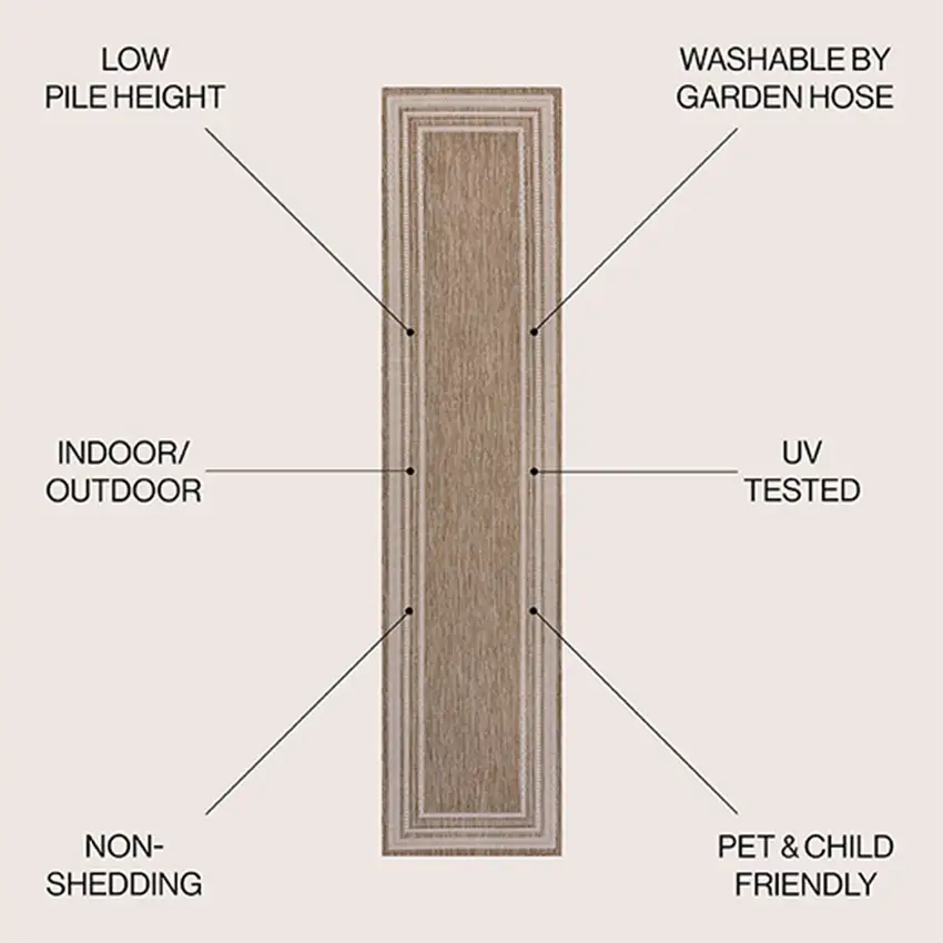 8' Beige And Cream Indoor Outdoor Runner Rug Photo 7