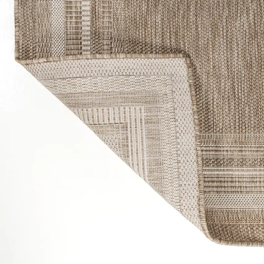 8' Beige And Cream Indoor Outdoor Runner Rug Photo 8