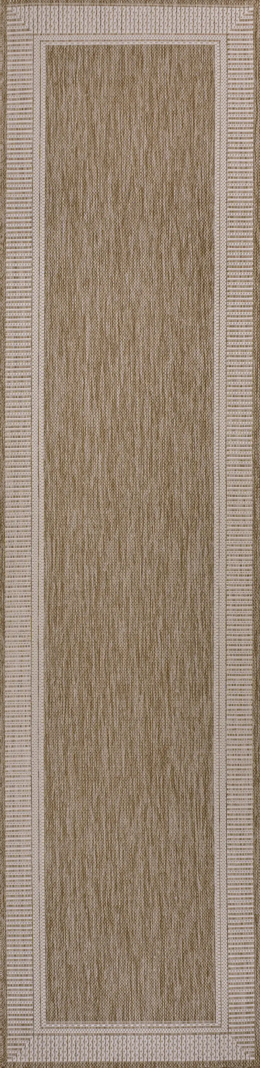 8' Beige And Cream Indoor Outdoor Runner Rug Photo 1