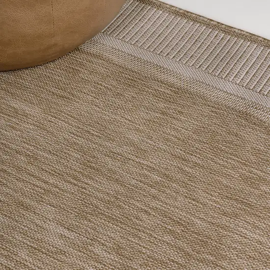 8' Beige And Cream Indoor Outdoor Runner Rug Photo 8