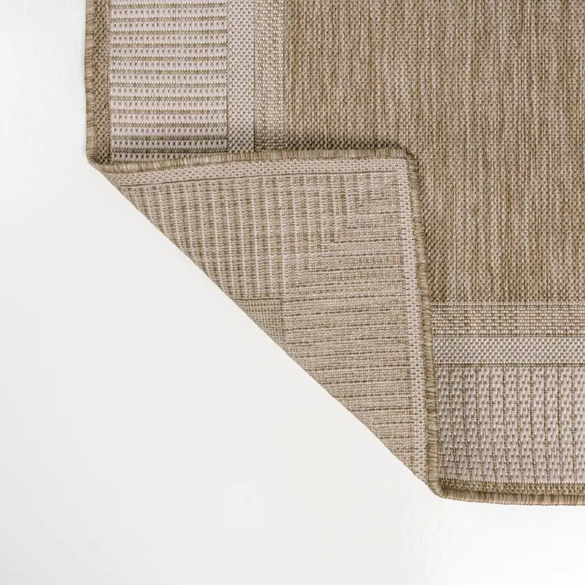 8' Beige And Cream Indoor Outdoor Runner Rug Photo 6