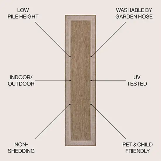 8' Beige And Cream Indoor Outdoor Runner Rug Photo 5