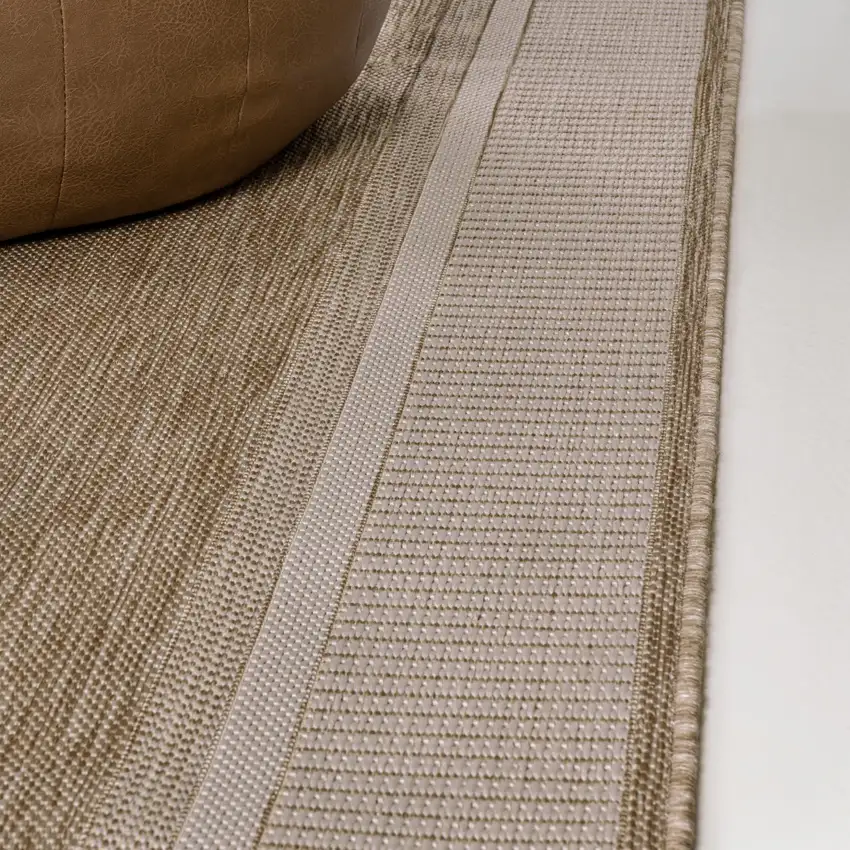 8' Beige And Cream Indoor Outdoor Runner Rug Photo 9