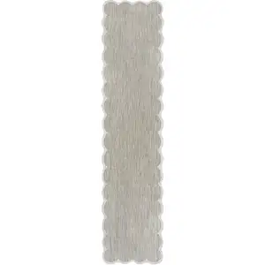 Photo of 8' Beige And Cream Indoor Outdoor Runner Rug