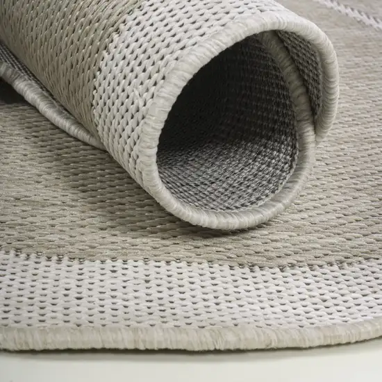 8' Beige And Cream Medallion Indoor Outdoor Runner Rug Photo 9