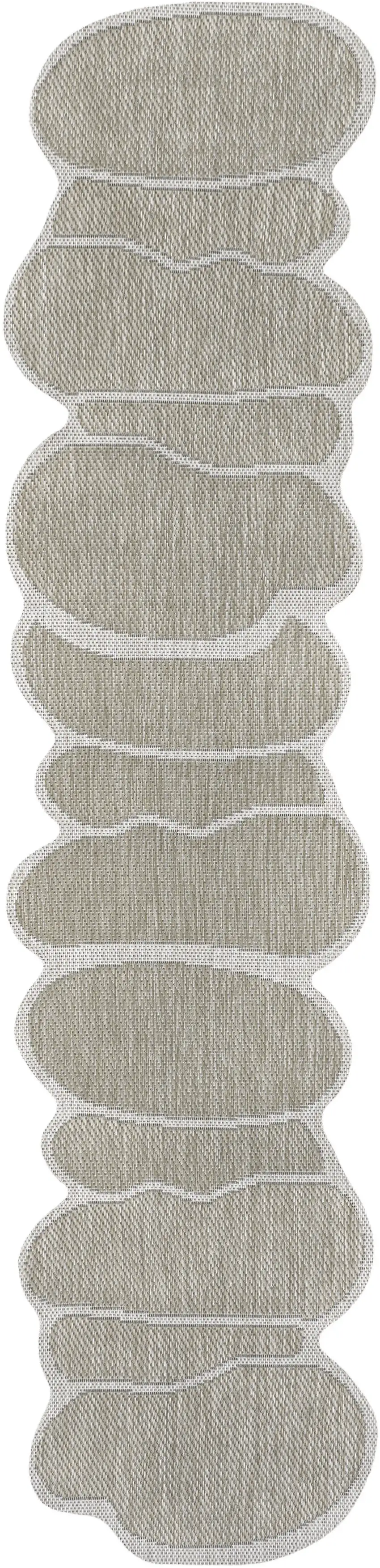 8' Beige And Cream Medallion Indoor Outdoor Runner Rug Photo 1