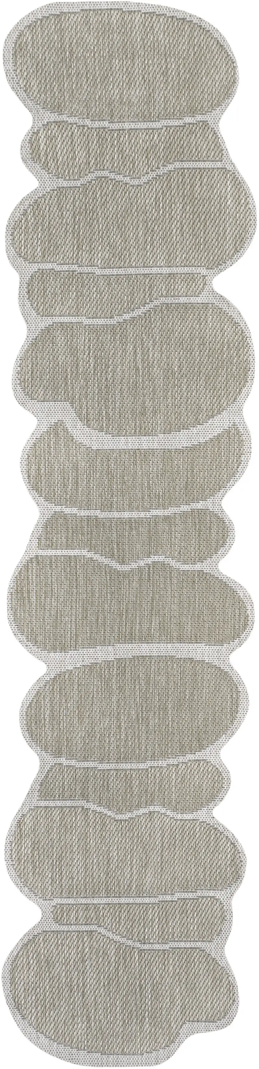 8' Beige And Cream Medallion Indoor Outdoor Runner Rug Photo 2