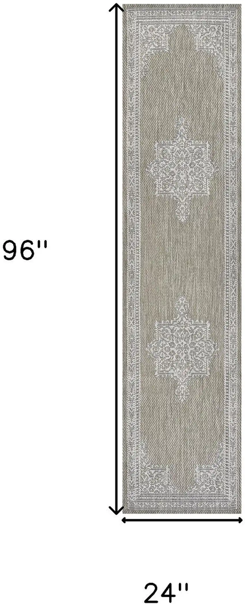 8' Beige And Cream Medallion Indoor Outdoor Runner Rug Photo 9