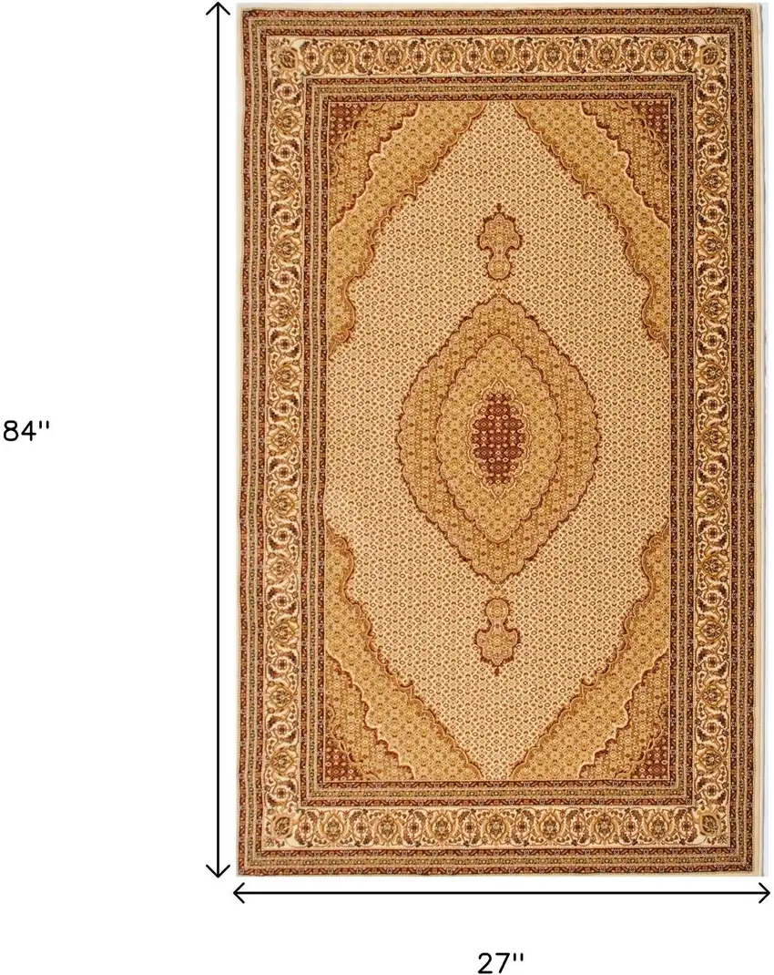 7' Beige And Cream Moroccan Runner Rug Photo 7