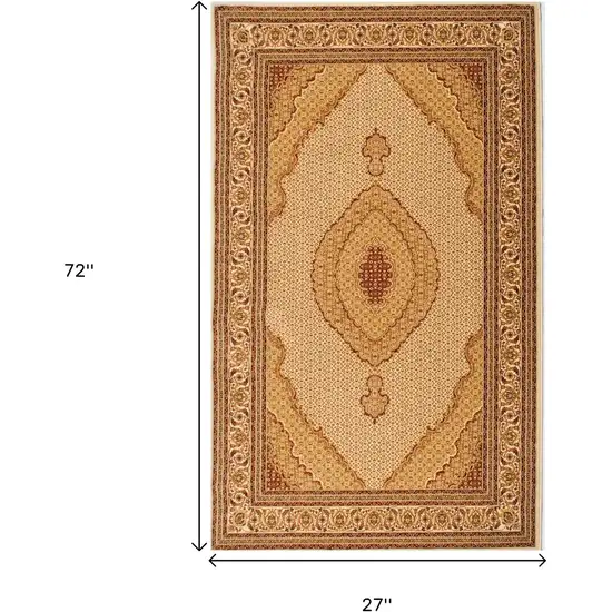 6' Beige And Cream Moroccan Runner Rug Photo 3