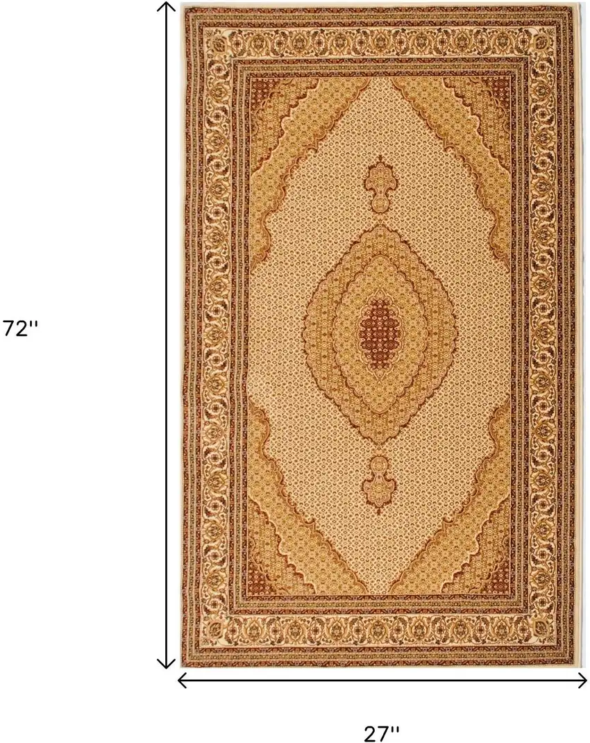 6' Beige And Cream Moroccan Runner Rug Photo 3