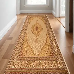 Photo of 12' Beige And Cream Moroccan Runner Rug