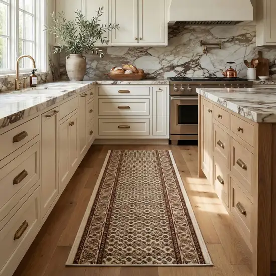 14' Beige And Cream Moroccan Runner Rug Photo 5