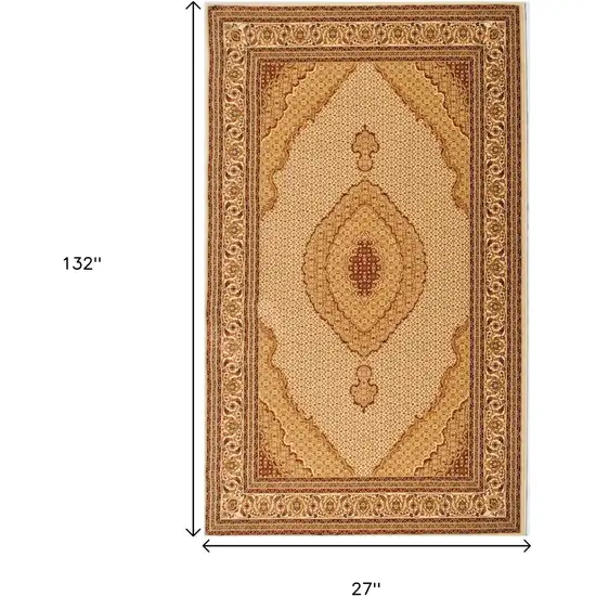 11' Beige And Cream Moroccan Runner Rug Photo 3