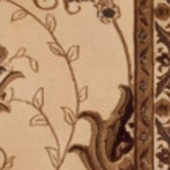 6' Beige And Cream Oriental Runner Rug Photo 4