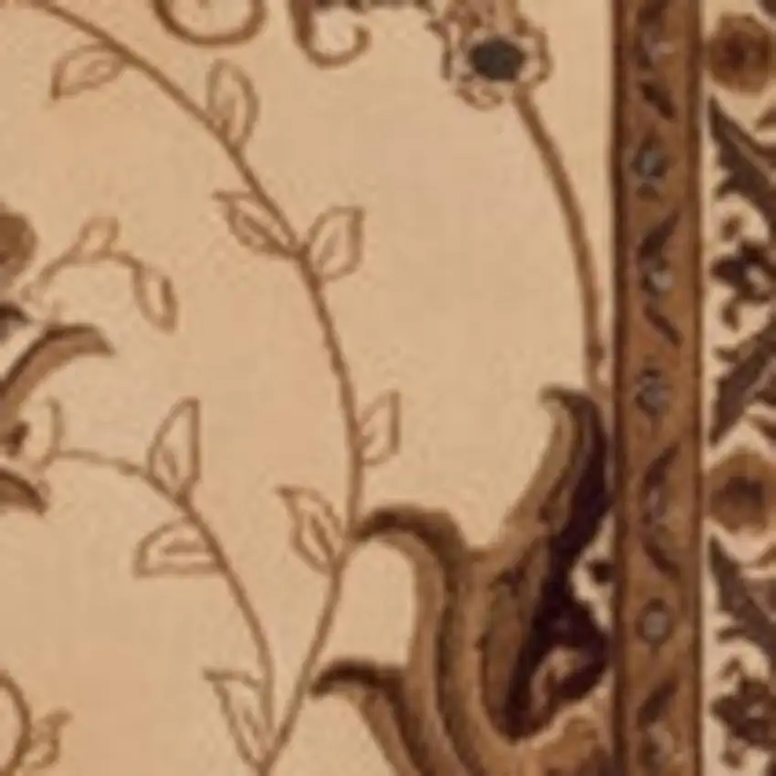 12' Beige And Cream Oriental Runner Rug Photo 4