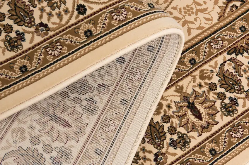 7' Beige And Cream Oriental Runner Rug Photo 4