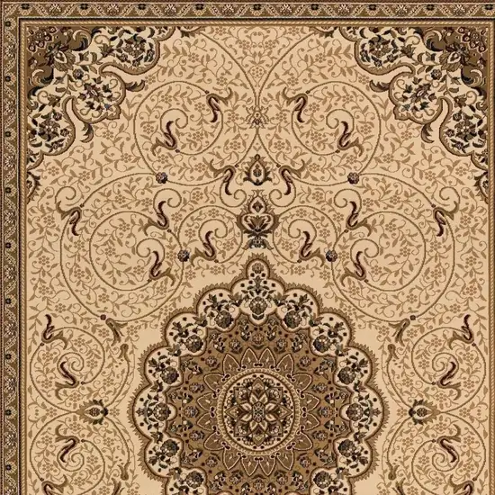 20' Beige And Cream Oriental Runner Rug Photo 5