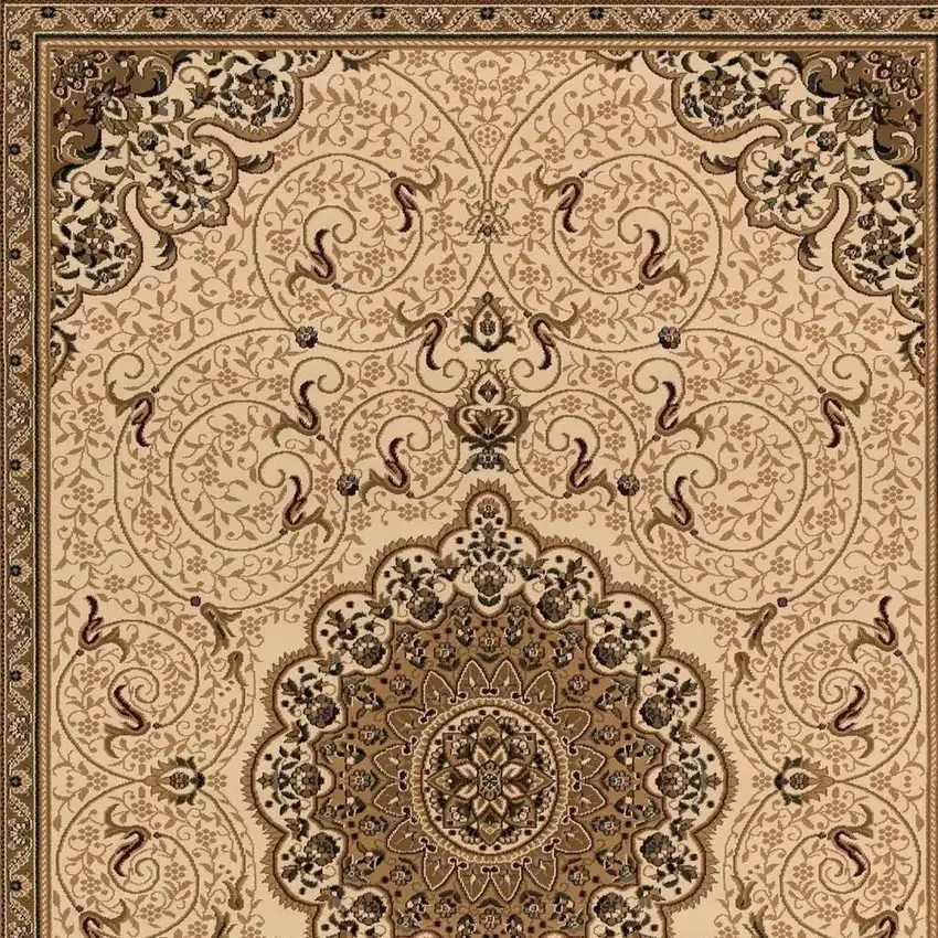 20' Beige And Cream Oriental Runner Rug Photo 5