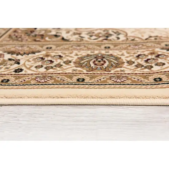 20' Beige And Cream Oriental Runner Rug Photo 3