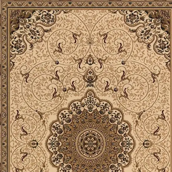 18' Beige And Cream Oriental Runner Rug Photo 5