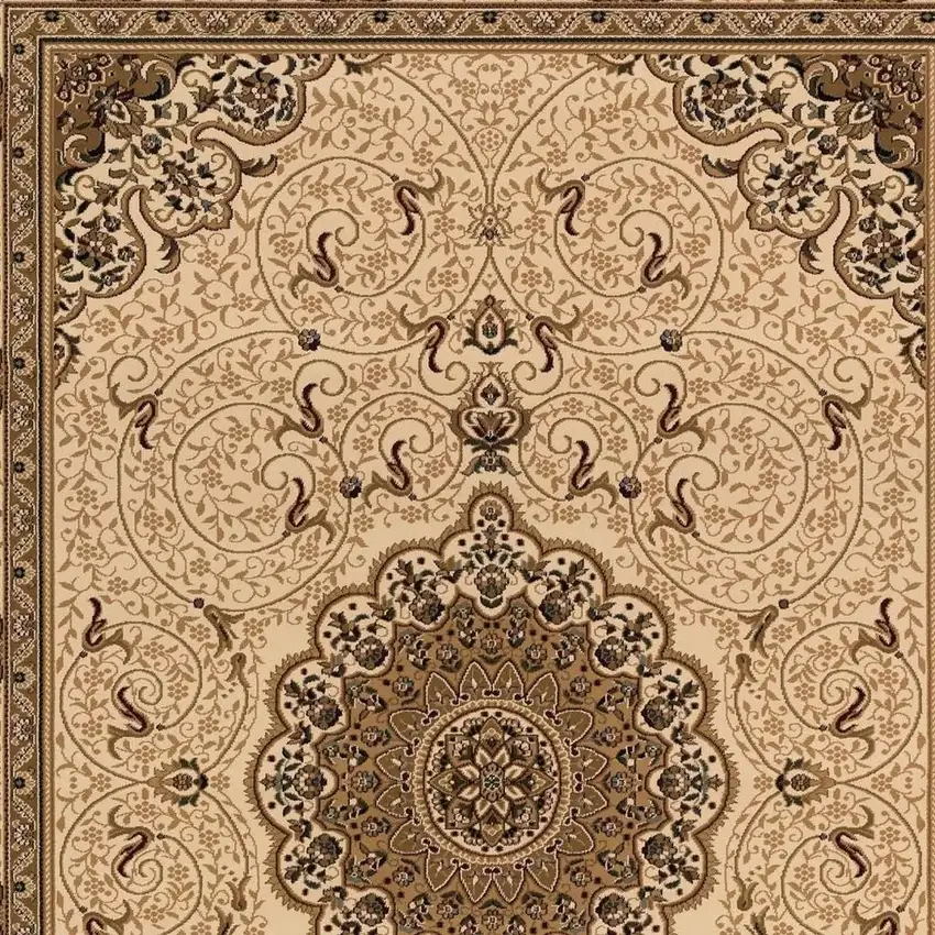 18' Beige And Cream Oriental Runner Rug Photo 5