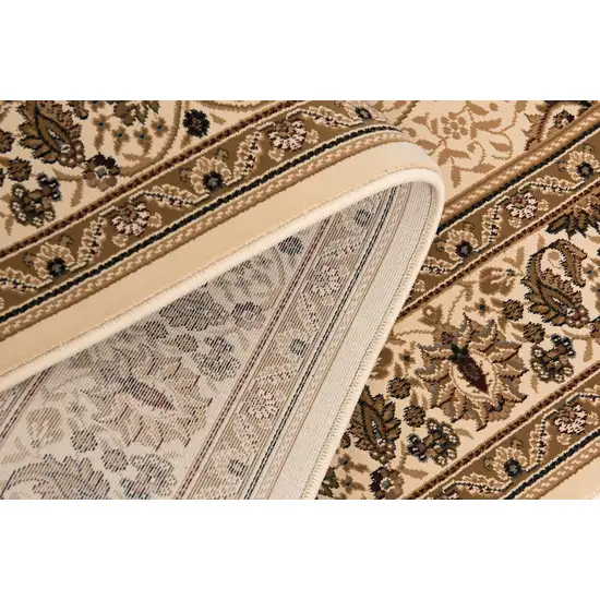 13' Beige And Cream Oriental Runner Rug Photo 5