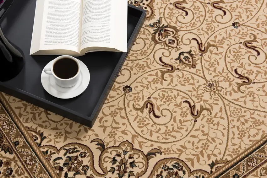 11' Beige And Cream Oriental Runner Rug Photo 7