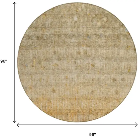 8' Beige And Gold Round Striped Washable Indoor Outdoor Area Rug Photo 3