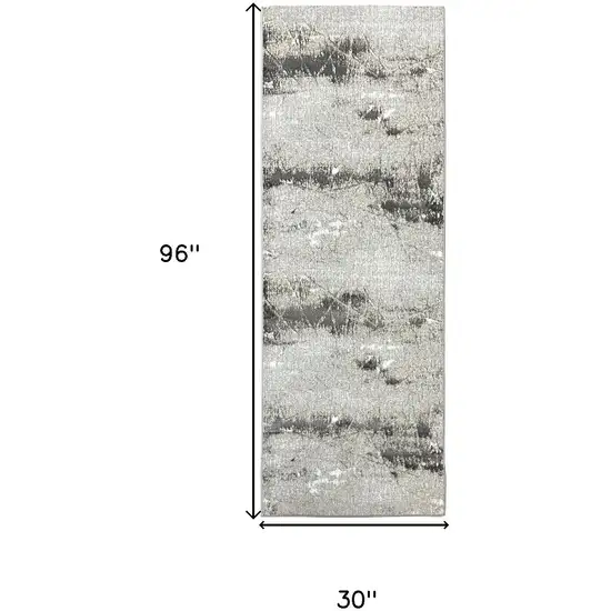 8' Beige And Gray Abstract Distressed Runner Rug Photo 3