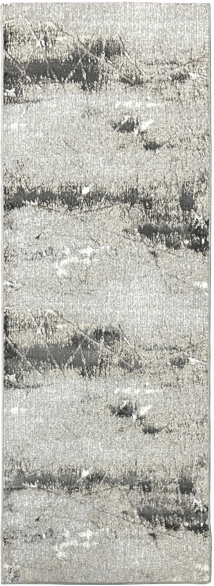 8' Beige And Gray Abstract Distressed Runner Rug Photo 2