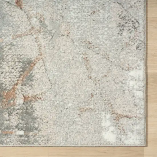 8' Beige And Gray Abstract Distressed Runner Rug Photo 7