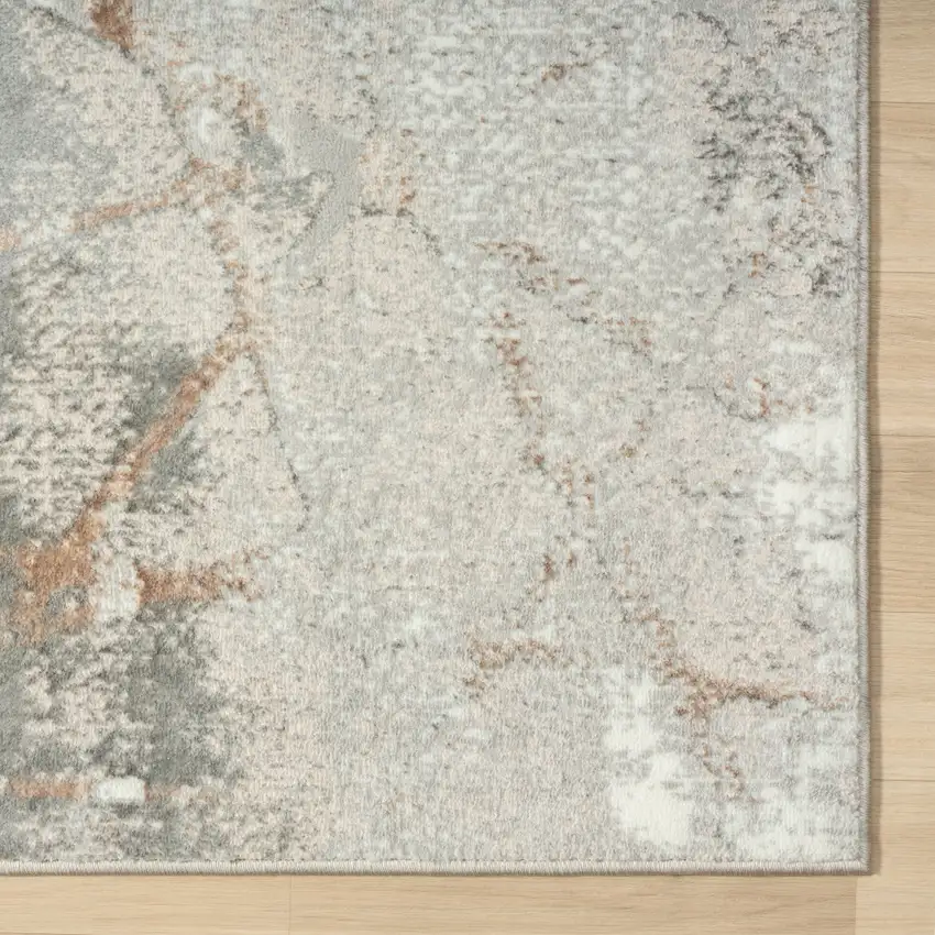 8' Beige And Gray Abstract Distressed Runner Rug Photo 7