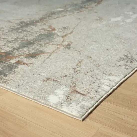 8' Beige And Gray Abstract Distressed Runner Rug Photo 5
