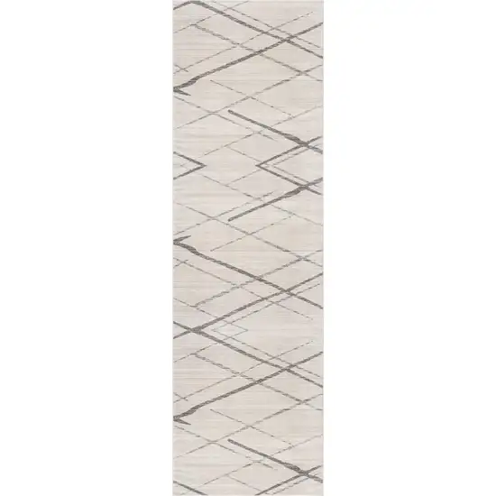 18' Beige And Gray Abstract Runner Rug Photo 4