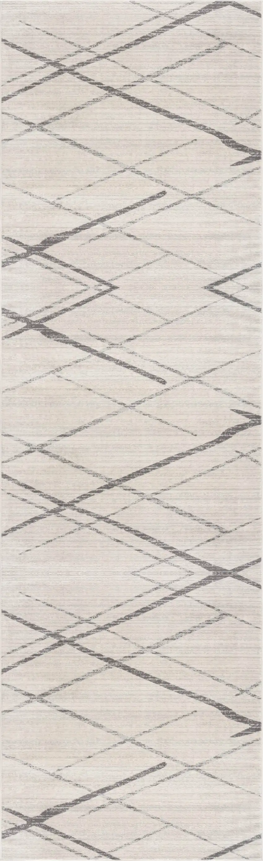 12' Beige And Gray Abstract Runner Rug Photo 1