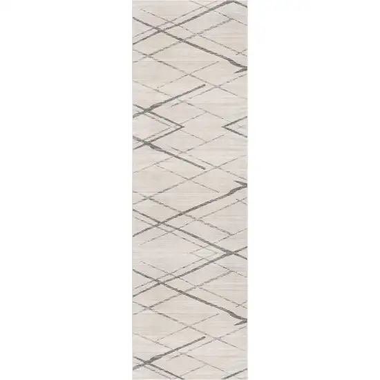 12' Beige And Gray Abstract Runner Rug Photo 8